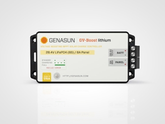 Genasun 8A 12/24/36/48V Lithium MPPT Controller Solar BOOST 105-350W Genasun 8A 12/24/36/48V Lithium MPPT Controller Solar BOOST 105-350W, GVB-8-Li-14.2V, GVB-8-Li-28.4V, GVB-8-Li-41.7V, GVB-8-Li-56.8V