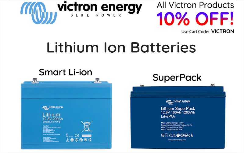 Victron 12.8V 200Ah Smart Lithium Ion Battery and Victron 12.8V SuperPack Lithium Ion Battery
