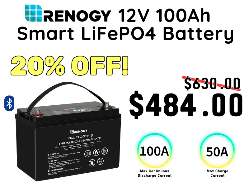 Renogy 100A-hr LiFEPO4 Lithium Ion Battery