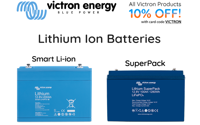 Victron 12.8V 200Ah Smart Lithium Ion Battery and Victron 12.8V SuperPack Lithium Ion Battery