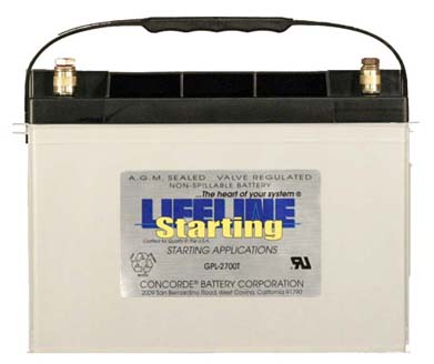 Lifeline GPL-2700T AGM Starting Battery 12V 95A-Hr GPL-2700T, Lifeline GPL 2700T AGM Marine Starting Battery, Lifeline GPL 2700T, Lifeline Starting Battery 12V