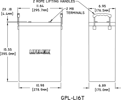 Lifeline GPL L16T AGM Deep Cycle Battery 6V